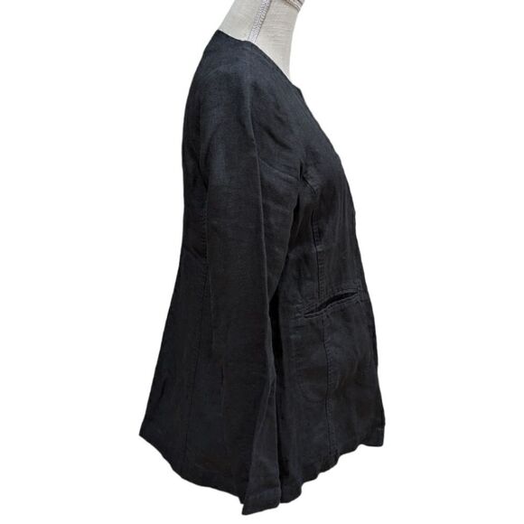 Eileen Fisher Women's Black 100% Irish Linen Button Long Sleeve Shirt Size S/P - Picture 3 of 8